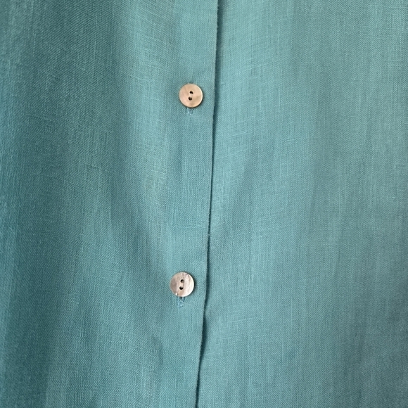 J Jill L love linen‎ Teal Boxy Button Up Tank Top Mother of Pearl - Picture 2 of 6